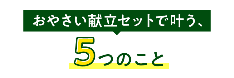 おやさい献立セットで叶う、5つのこと