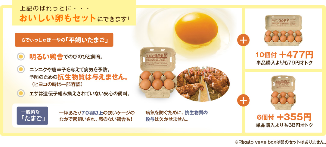 上記のぱれっとに、おいしい卵もセットにできます!