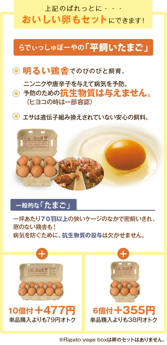上記のぱれっとに、おいしい卵もセットにできます!